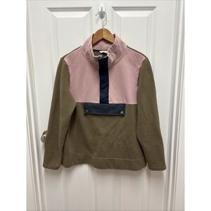 LL Bean Sweatshirt Men Medium Brown Pink‎ Signature 1/2 Zip Pullover Organic